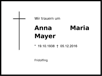 Traueranzeige von Anna Mayer von Region Chiemgau