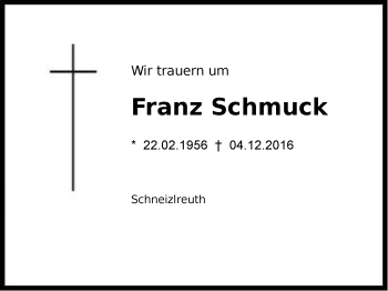 Traueranzeige von Franz Schmuck von Region Berchtesgadener Land