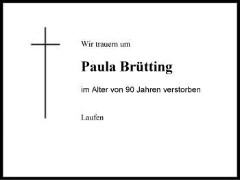Traueranzeige von Paula Brütting von Region Berchtesgadener Land