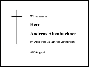 Traueranzeige von Andreas Altenbuchner von Region Berchtesgadener Land