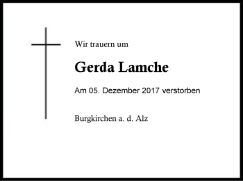 Traueranzeige von Gerda Lamche von Region Berchtesgadener Land