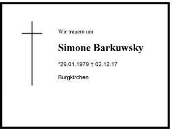 Traueranzeige von Simone Barkuwsky von Region Chiemgau
