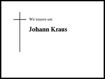 Traueranzeige von Johann Kraus von Region Berchtesgadener Land