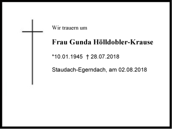 Traueranzeige von Guna Hölldobler-Krause von Region Chiemgau