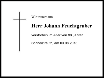 Traueranzeige von Johann Feuchtgruber von Region Berchtesgadener Land