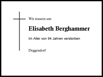 Traueranzeige von Elisabeth Berghammer von Region Berchtesgadener Land
