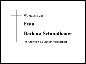Traueranzeige von Barbara Schmidbauer von Region Berchtesgadener Land