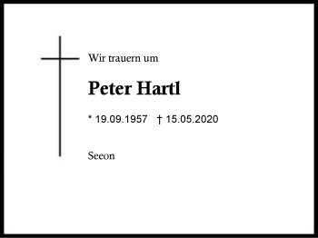Traueranzeige von Peter Hartl von Region Berchtesgadener Land