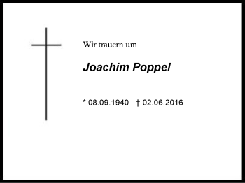 Traueranzeige von Joachim Poppel von Region Berchtesgadener Land