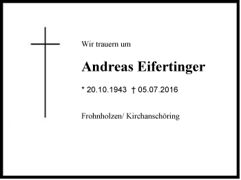 Traueranzeige von Andreas Eifertinger von Region Chiemgau