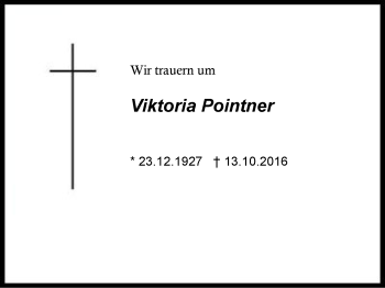 Traueranzeige von Viktoria Pointner von Region Chiemgau
