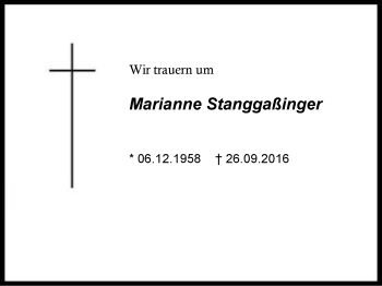 Traueranzeige von Marianne Stanggaßinger von Region Chiemgau