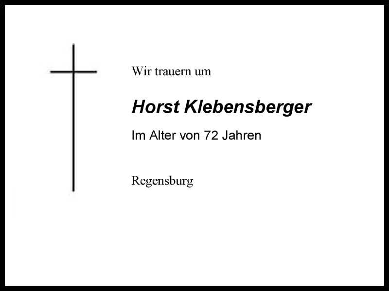  Traueranzeige für Horst Klebensberger vom 30.05.2015 aus Region Chiemgau