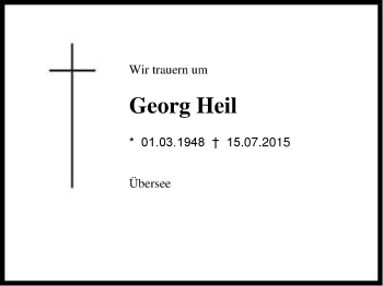 Traueranzeige von Georg  Heil von Region Chiemgau