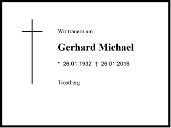 Traueranzeige von Gerhard Michael von Region Chiemgau