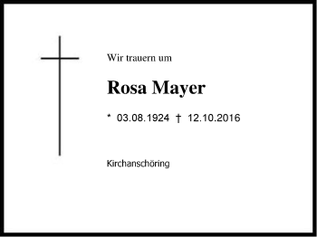 Traueranzeige von Rosa Mayer von Region Chiemgau