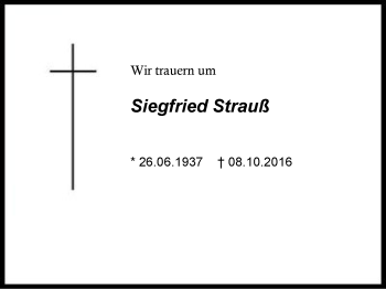 Traueranzeige von Siegfried Strauß von Region Chiemgau