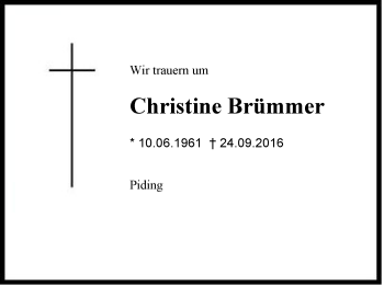 Traueranzeige von Christine Brümmer von Region Berchtesgadener Land