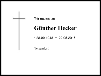 Traueranzeige von Günther Hecker von Region Berchtesgadener Land