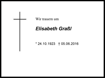 Traueranzeige von Elisabeth Graßl von Region Chiemgau
