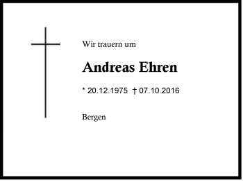 Traueranzeige von  Andreas  Ehren von Region Chiemgau