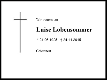 Traueranzeige von Luise Lobensommer von Region Chiemgau