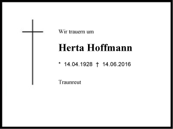 Traueranzeige von Herta Hoffmann von Region Chiemgau