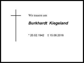 Traueranzeige von Burkhardt Kiegeland von Region Berchtesgadener Land