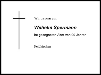 Traueranzeige von Wilhelm Spermann von Region Berchtesgadener Land