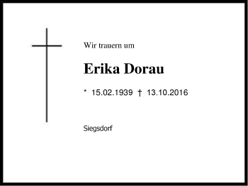 Traueranzeige von Erika Dorau von Region Chiemgau