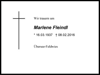 Traueranzeige von Marlene Fleindl von Region Chiemgau
