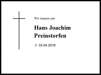 Traueranzeige von Hans Joachim Preinstorfen von Region Chiemgau