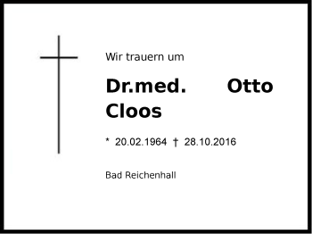 Traueranzeige von Otto Cloos von Region Berchtesgadener Land