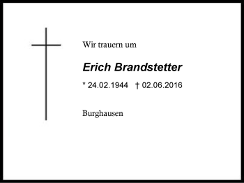 Traueranzeige von Erich Brandstetter von Region Berchtesgadener Land
