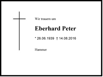 Traueranzeige von Eberhard Peter von Region Chiemgau