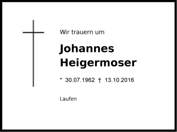 Traueranzeige von Johannes Heigermoser von Region Berchtesgadener Land