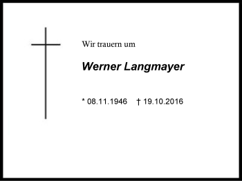 Traueranzeige von Werner Langmayer von Region Chiemgau