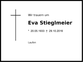 Traueranzeige von Eva Stieglmeier von Region Berchtesgadener Land