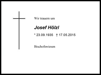 Traueranzeige von Josef Hölzl von Region Chiemgau