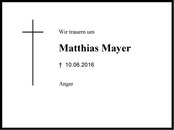 Traueranzeige von Matthias Mayer von Region Berchtesgadener Land