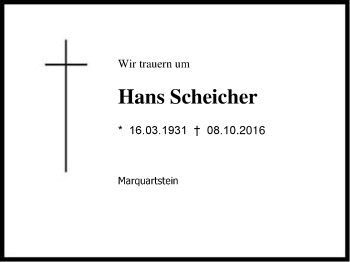 Traueranzeige von Hans Scheicher von Region Chiemgau