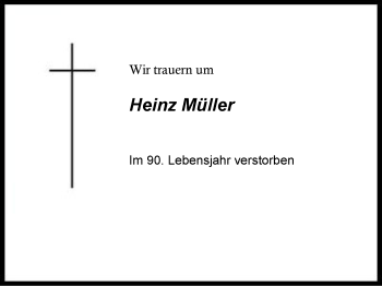 Traueranzeige von Heinz Müller von Region Chiemgau