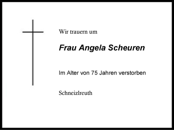 Traueranzeige von Angela Scheuren von Region Berchtesgadener Land