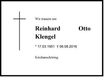 Traueranzeige von Reinhard Otto Klengel von Region Chiemgau