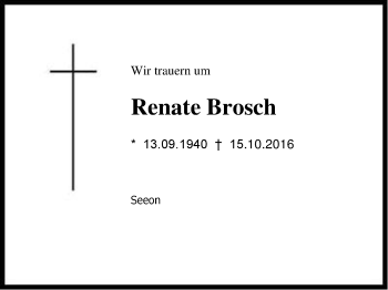 Traueranzeige von Renate Brosch von Region Chiemgau