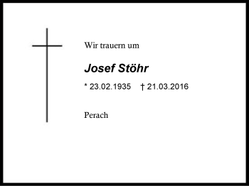 Traueranzeige von Josef Stöhr von Region Berchtesgadener Land