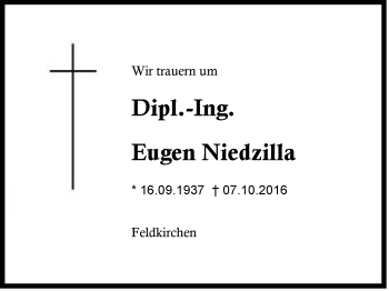 Traueranzeige von Eugen  Niedzilla von Region Berchtesgadener Land