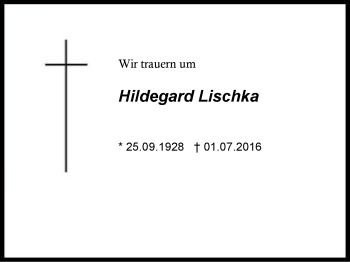 Traueranzeige von Hildegard  Lischka von Region Berchtesgadener Land