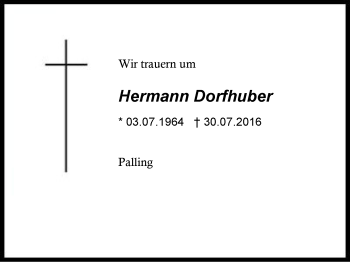 Traueranzeige von Hermann Dorfhuber von Region Berchtesgadener Land