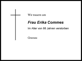 Traueranzeige von Erika Commes von Region Chiemgau